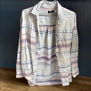 BDG Gray and Blue Lightweight Shirt Jacket